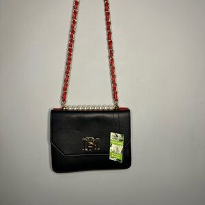 Badgley Mischka Double Sided Crossbody Bag with Red Chain